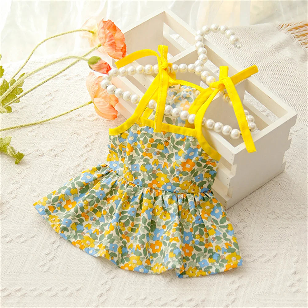 Sphynx Cat & Small Dog Summer Dress – Cotton Suspender Princess Outfit